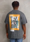 ERKEK Baskılı Oversize T-Shirt - Füme