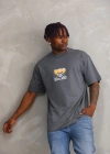 ERKEK Baskılı Oversize T-Shirt - Füme