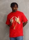 ERKEK Baskılı Oversize T-Shirt - Kırmızı