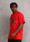 ERKEK Baskılı Oversize T-Shirt - Kırmızı
