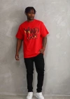 ERKEK Baskılı Oversize T-Shirt - Kırmızı