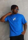 ERKEK Baskılı Oversize T-Shirt - Mavi