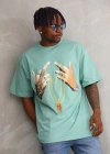 ERKEK Baskılı Oversize T-Shirt - Mint Yeşili