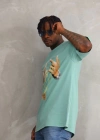 ERKEK Baskılı Oversize T-Shirt - Mint Yeşili