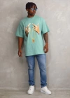 ERKEK Baskılı Oversize T-Shirt - Mint Yeşili