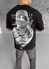 ERKEK Baskılı Oversize T-Shirt - Siyah