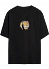 kadın Baskılı Oversize T-Shirt - Siyah