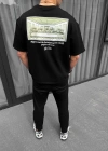 ERKEK Baskılı Oversize T-Shirt - Siyah