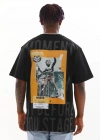ERKEK Baskılı Oversize T-Shirt - Siyah