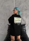 Kadın Baskılı Oversize T-Shirt - Siyah