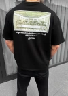 ERKEK Baskılı Oversize T-Shirt - Siyah
