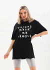 ERKEK Baskılı Oversize T-Shirt - Siyah