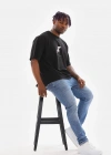ERKEK Baskılı Oversize T-Shirt - Siyah