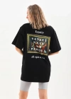 ERKEK Baskılı Oversize T-Shirt - Siyah