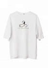 Erkek  Bisiklet Yaka Baskılı Oversize T-Shirt - Beyaz