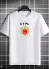 Unisex Bisiklet Yaka Baskılı Oversize T-Shirt - Beyaz