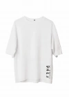 Erkek  Bisiklet Yaka Baskılı Oversize T-Shirt - Beyaz