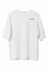 Erkek Bisiklet Yaka Baskılı Oversize T-Shirt - Beyaz