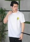 ERKEK Bisiklet Yaka Baskılı Oversize T-Shirt - Beyaz