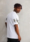 Erkek  Bisiklet Yaka Baskılı Oversize T-Shirt - Beyaz