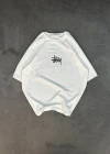 Bisiklet Yaka Baskılı Oversize T-Shirt - Beyaz