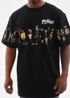 Erkek Bisiklet Yaka Baskılı Oversize T-Shirt - Siyah