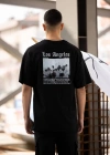 ERKEK Bisiklet Yaka Baskılı Oversize T-Shirt - Siyah