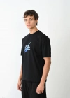 ERKEK Bisiklet Yaka Baskılı Oversize T-Shirt - Siyah