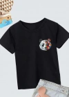 Unisex Çocuk Baskılı T-Shirt - Siyah