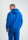 ERKEK Double Oversize Kapşonlu Basic SweatShirt - Mavi