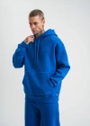 ERKEK Double Oversize Kapşonlu Basic SweatShirt - Mavi