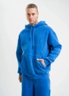 ERKEK Double Oversize Kapşonlu Yıkamalı SweatShirt - Mavi