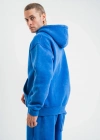 ERKEK Double Oversize Kapşonlu Yıkamalı SweatShirt - Mavi