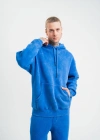 ERKEK Double Oversize Kapşonlu Yıkamalı SweatShirt - Mavi