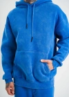 ERKEK Double Oversize Kapşonlu Yıkamalı SweatShirt - Mavi