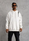ERKEK Kapşonlu Uzun Kol Baskılı Sweetshirt - Beyaz