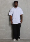 ERKEK Oversize Düz Bisiklet Yaka T-Shirt - Beyaz