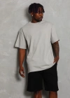 ERKEK Oversize Düz Bisiklet Yaka T-Shirt - Gri