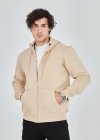 ERKEK Tam Fermuarlı Kapşonlu  SweatShirt - Bej