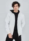 ERKEK Tam Fermuarlı Kapşonlu  SweatShirt - Beyaz