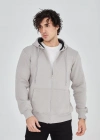 ERKEK Tam Fermuarlı Kapşonlu  SweatShirt - Boyalı Gri
