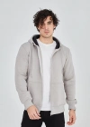 ERKEK Tam Fermuarlı Kapşonlu  SweatShirt - Boyalı Gri