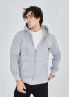 ERKEK Tam Fermuarlı Kapşonlu  SweatShirt - Gri