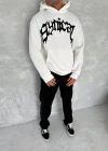 ERKEK Üç İplik Kapüşonlu Baskılı SweatShirt - Beyaz