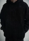 ERKEK Uzun Kol Kapşonlu Yıkamalı Nakışlı SweatShirt - Siyah