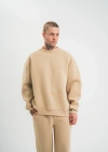 Uzun Kol Bisiklet Yaka Basic SweatShirt - Bej