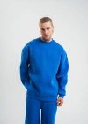 Uzun Kol Bisiklet Yaka Basic SweatShirt - Mavi