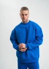 Uzun Kol Bisiklet Yaka Basic SweatShirt - Mavi