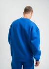 Uzun Kol Bisiklet Yaka Basic SweatShirt - Mavi