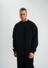 ErkeknUzun Kol Bisiklet Yaka Basic SweatShirt - Siyah